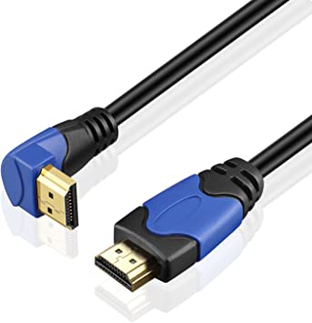 TNP 4K HDMI Cable Right Angle 270 Degree (15FT) - High Speed 18GBPs HDMI Wire Cord 4K 60Hz HDR 2K 2160p 1080p 1440p 3D ARC/eARC Ethernet For Video Gaming Xbox One X PS 4 Pro & Apple TV HDTV Projector