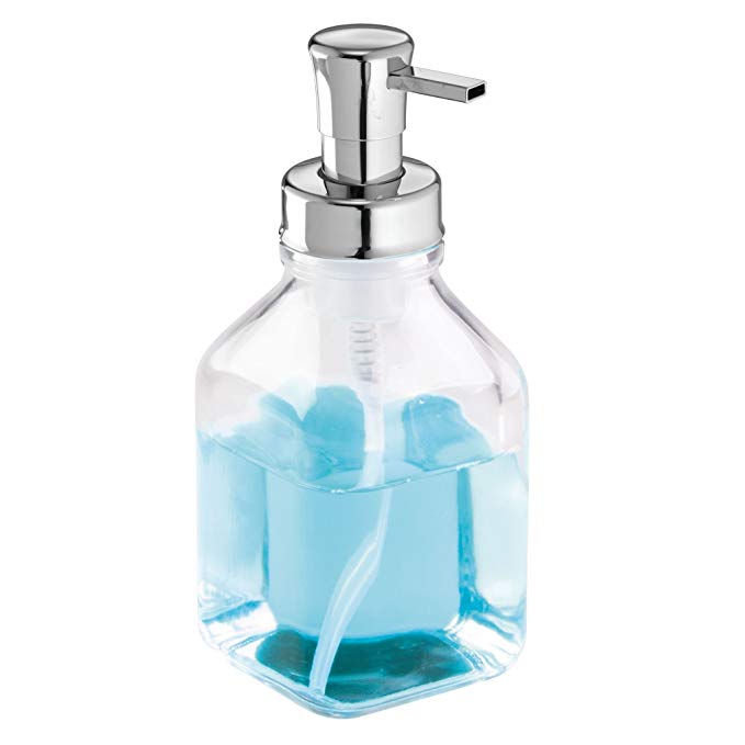 mDesign Foaming Soap Dispenser - Refillable and Transparent - 553 ml Volume - Ideal as a Lotion Dispenser Or Foaming Hand Wash Dispenser - Made of Glass