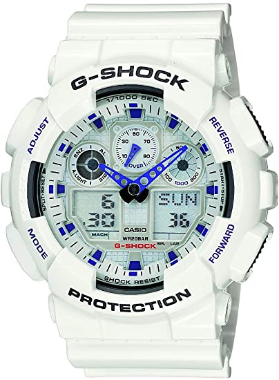 Casio Men's, G-Shock Quartz Sport Watch with Resin Strap, White, 29.4 (Model: GA-100A-7ACU)