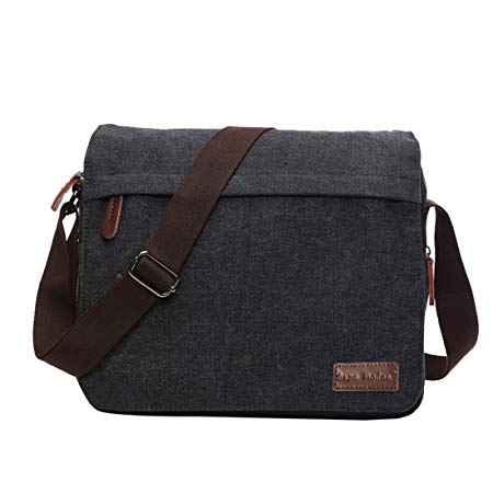 SUPA MODERN® Canvas Messenger Bag Shoulder Bag Laptop Bag Satchel Bag Bookbag School Bag Working Bag Crossbody Bag for Men and Women(14 Inch Laptop Bag)