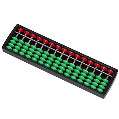 Portable Plastic Abacus Arithmetic Soroban Calculating Tool, 13 Rods with Colorful Beads, Great Educational Tool for Kids, Green