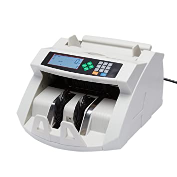 Amazon Basics Money Counting Machine with Fake Note Detection, LCD Display and Additional Display for Customer Viewing, Counts All New & Old Notes