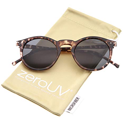 zeroUV - Retro Horn Rimmed Keyhole Nose Bridge P3 Round Sunglasses 49mm