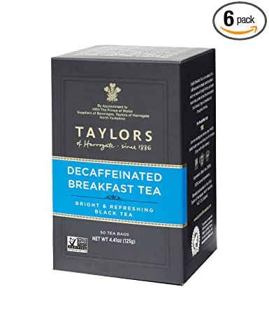 Taylors of Harrogate Decaffeinated Breakfast, 50 Teabags (Pack of 6)