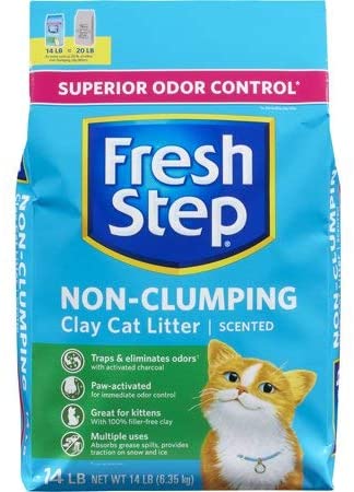 Fresh Step Scented Non-Clumping Clay Cat Litter, Premium, Odor Control 14 lbs Pack of 2