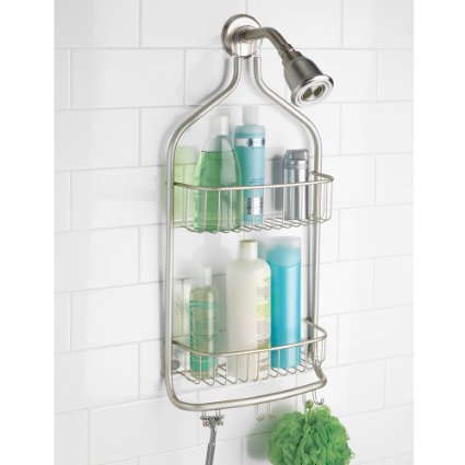 mDesign Bathroom Shower Caddy for Shampoo, Conditioner, Soap - Large, Satin