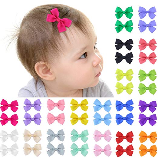Beinou Mini 2" Hair Bows Alligator Clips Tiny Hair Clips Barrettes for Baby Girls Toddlers Kids - 40pcs in Pair