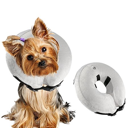 Airsspu Protective Inflatable Dog Collar - Soft Pet Recovery E-Collar Cone for Small Medium Large Dogs, Designed to Prevent Pets From Touching Stitches
