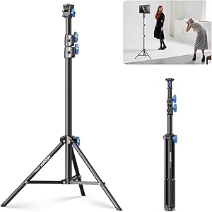 NEEWER 28"-61"/72-155cm Photography Light Stand with 180° & 360° Adjustable Head, Aluminum Portable Video Tripod Stand with 1/4" Screw & Cold Shoe for LED Video Light, Ring Light, Flash, Mic, ST155A