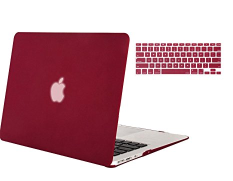 Mosiso Plastic Hard Case with Keyboard Cover for MacBook Air 11 Inch (Models: A1370 and A1465), Wine Red