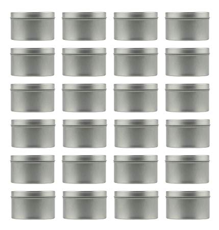 8-Ounce Metal Candle Tins (24-Pack); Round Containers For Candles, Arts & Crafts, Storage & More, Bulk Quantity