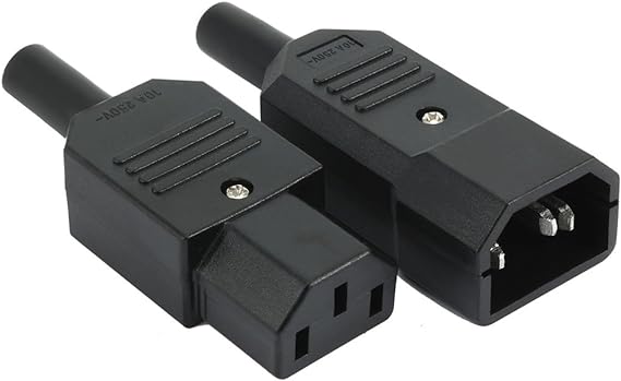 uxcell 1Pair AC250V 10A IEC C14 Male C13 Female, 3 Pins Terminals Inline Adapter Plug Power Socket Connectors