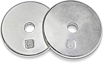 WF Athletic Supply Chrome Standard 1-Inch Weight Plates for Muscle Toning, Strength Building, Weight Loss - Available in Loose Plates and Dumbbell Set