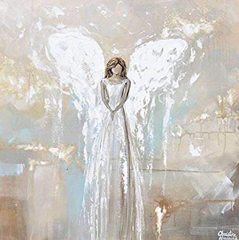 Imagekind Wall Art Print entitled My Angel's Guiding Light - Angel Painting by Christine Krainock | 24 x 24