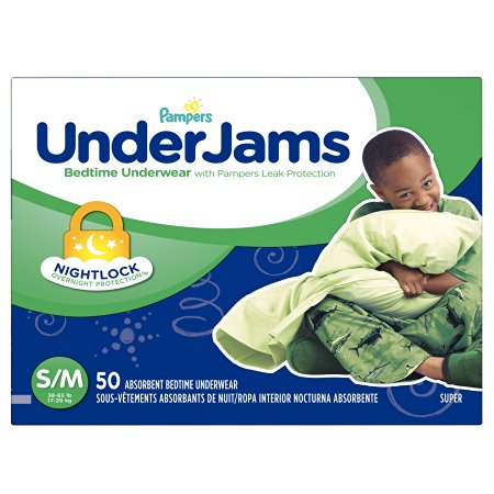 Pampers Underjams Bedtime Underwear Boys,Size Small/Medium Diapers, 50 Count