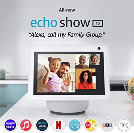 All-new Echo Show 10 (3rd Gen) | HD smart display with motion and Alexa | Glacier White