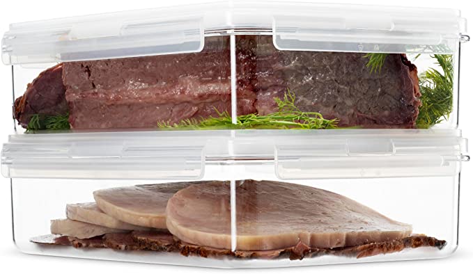 Komax Hikips Food Storage Containers 2 Piece Set for Bacon, Cold Cuts, Deli Meat - Premium Tritan Material, BPA Free - Airtight, Leakproof, Snap Locking Lids - Microwave, Freezer and Dishwasher Safe