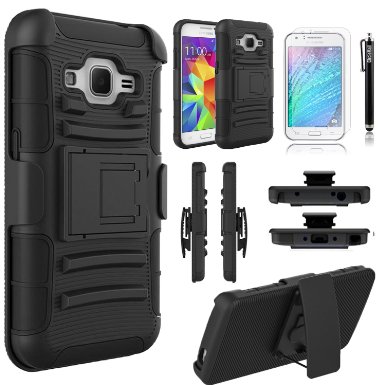 Galaxy Grand Prime Case, Samsung Galaxy Grand Prime Case, Combo Rugged Shell Cover Holster with Built-in Kickstand and Holster Locking Belt Clip   Circle(TM) Stylus Touch Screen Pen
