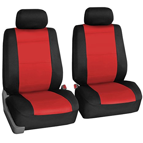 FH GROUP FH-FB083102 Neoprene Waterproof Car Seat Covers, Pair Set Buckets Airbag Compatible, Red / Black Color