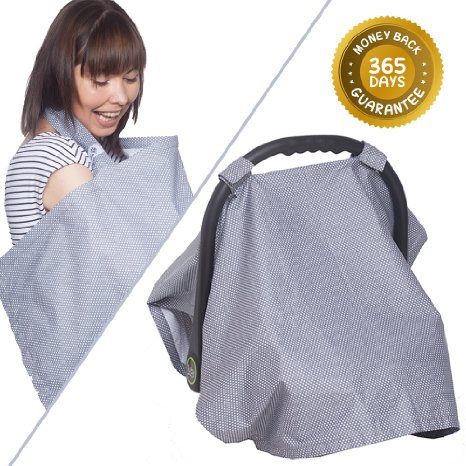 Multi-Use Nursing Cover for Breastfeeding and Wind Proof Design Baby Carseat Canopy 2-in-1, Premium Breathable and Hypoallergenic Product for Boys and Girls