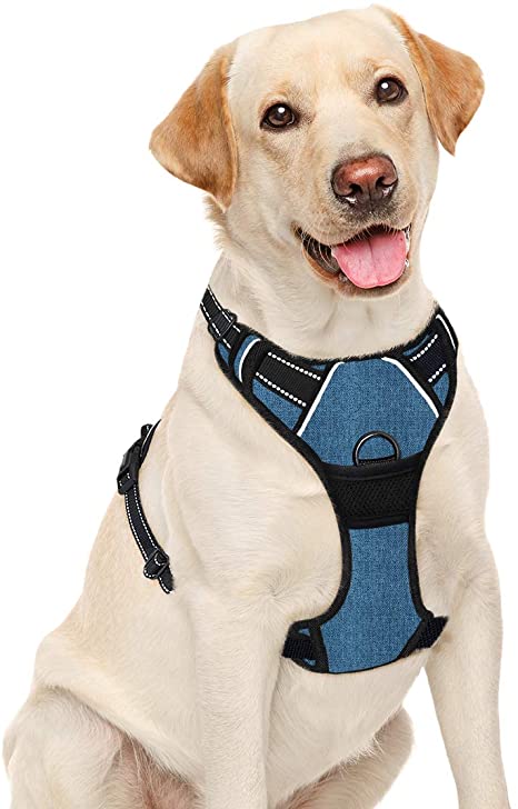 BARKBAY No Pull Dog Harness Large Step in Reflective Dog Harness with Front Clip and Easy Control Handle for Walking Training Running