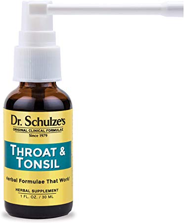 Dr. Schulze’s Throat & Tonsil | Cool, Soothe & Protect | Herbal Supplement | Organic, Vegan & Kosher | Powerful & Effective | Easy Spray Nozzle | 1 oz Bottle