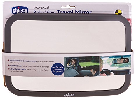 Chicco Universal Shatterproof Backseat Baby Mirror Mom Watch Child in Car Seat Adjustable Convex Grey