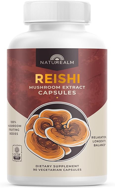 Naturealm - Reishi Capsules - Reishi Extract Restores Mind and Body - Improves Sleep, 90 Caps, 30-Day Supply
