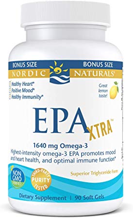 Nordic Naturals EPA Xtra - 1640 mg Omega-3s Including 1060 mg EPA, Potent Dose to Support Cardiovascular, Immune and Mood Health, Lemon Flavored, 90 Count