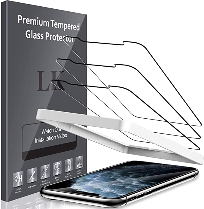 LK [3 Pack Screen Protector for iPhone 11 Pro Max and iPhone Xs Max [6.5 inch], [Tempered Glass] [Case Friendly] [Alignment Frame Easy Installation] [3D Touch] LK-X-42