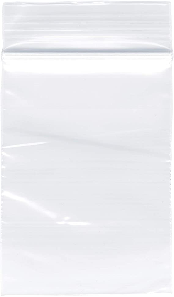 Plymor Zipper Reclosable Plastic Bags, 2 Mil, 2" x 3" (Pack of 100)