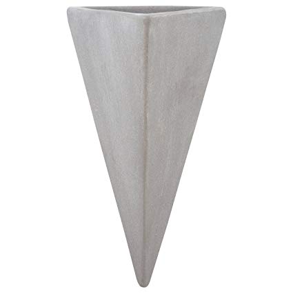 Rivet Modern Earthenware Triangular Wall Mount Vase, 7"H, Grey