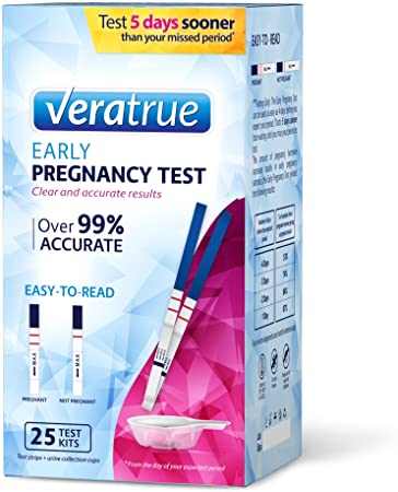 Veratrue® Pregnancy Test Strips, 25 Count, Includes Disposable Urine Collection Cups, Clear and Accurate Results, Over 99% Accurate, Individually Sealed Strips