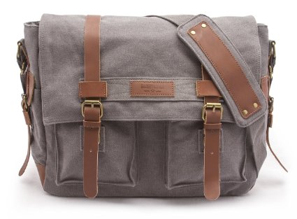 Sweetbriar Classic Laptop Messenger Bag, Gray - Canvas Pack Designed to Protect Laptops up to 13 Inches