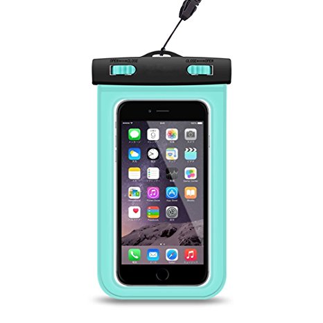 Universal Waterproof Case, Green and Orange 6'' Waterproof case iPhone6/6s 5S 5C 5 4S, Samsung Galaxy S6, S5 etc for Swim Ski Canoe Diving Surfing