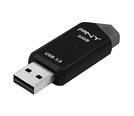 PNY Retract USB 3.0 Flash Drive, 32GB, Black (P-FD32GTRTC-GE)