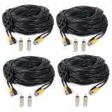 Masione 4 PACK 100ft security camera bnc video power cable extension wire cord for cctv dvr surveillance system