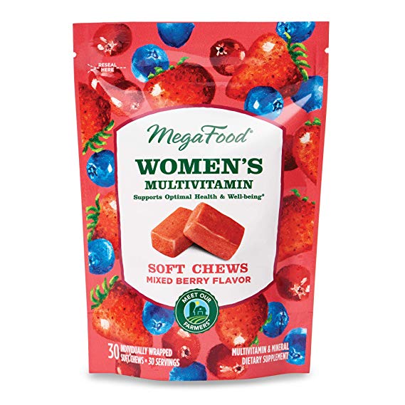 MegaFood, Women's Multivitamin Soft Chews, Daily Supplement, Supports Optimal Health and Well-Being, Gluten-Free, Vegetarian, Mixed Berry, 30 Chews (30 Servings)
