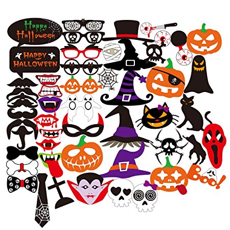 PBPBOX Halloween Photo Booth Props 52 Pieces DIY Kit Funny Photo Booth