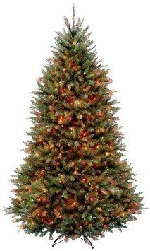 National Tree Dunhill Fir Hinged Tree with 650 Multi Lights, 6 1/2-Feet