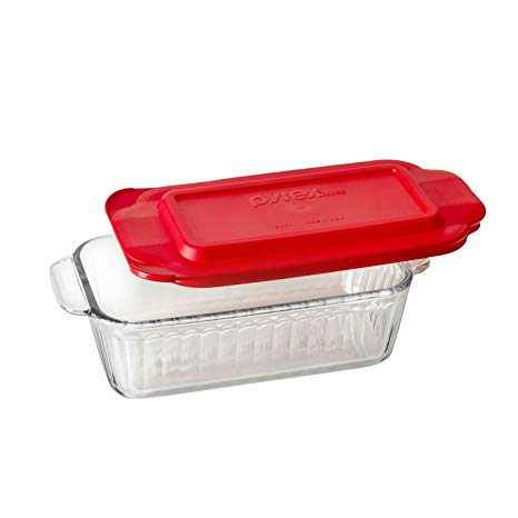 Pyrex Sculpted 1.5-qt Loaf Pan w/ Red Lid