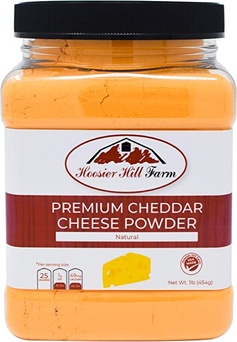Hoosier Hill Farm Premium Cheddar Cheese Powder, No Artificial Colors, Gluten Free, Made in The USA (1 lb)