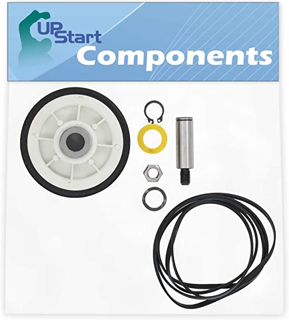 12001541 Drum Support Roller Kit & 312959 Belt Replacement for Maytag LDE8706ACE Dryer - Compatible with 303373 Drum Roller Wheel & WPY312959 Belt - UpStart Components Brand