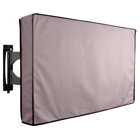 Outdoor TV Cover, Grey Weatherproof Universal Protector for 40'' - 42'' LCD, LED, Plasma Television Sets - Compatible with Standard Mounts and Stands. Built In Remote Controller Storage Pocket