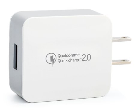 iXCC 18W AC Travel Wall Charger With Qualcomm Quick Charge 20 Tech Qualcomm Certified Bundle with 3ft Micro USB Cable for Android Devices - White