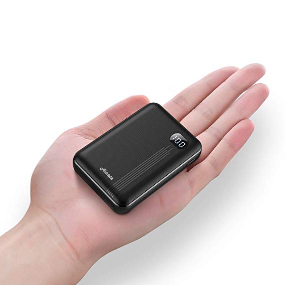 Portable Charger 10000mAh, (Smallest) (LCD Display) (Powerful) Power Bank/External Battery Pack/Battery Charger/Phone Backup with Dual USB Output (3.1A), Perfect Carry for Travel (Black)