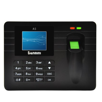 FeelGlad(TM) Biometric Fingerprint Attendance System Employee Time Clock with 2.4" TFT Color LCD Display and 2000 Fingerprint Capacity Support USB Drive to Download Data Report Without Software - Black