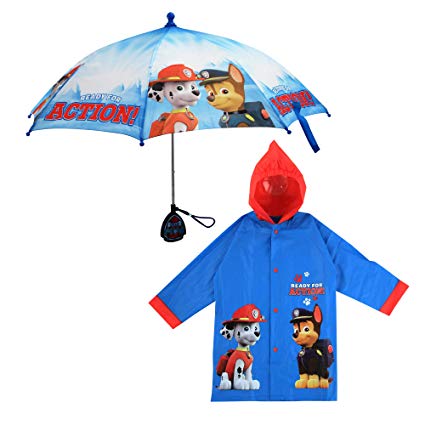 Nickelodeon Little Boys Paw Patrol Character Slicker and Umbrella Rainwear Set, Age 2-7