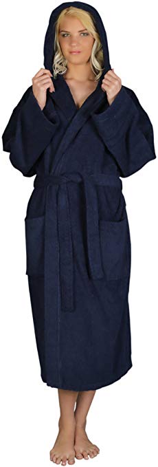 Arus Women's Classic Hooded Bathrobe Turkish Cotton Terry Cloth Robe