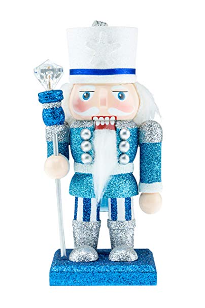 Clever Creations Wooden King Christmas Nutcracker | Blue, Silver, White with Scepter | Premium Festive Traditional Christmas Decor | 6" Tall Perfect for Shelves and Tables